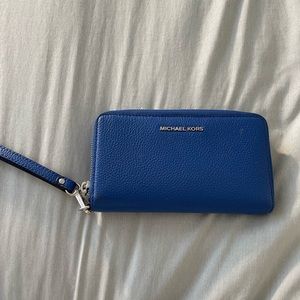 Michael Kors Blue Leather Zip-Around Wallet